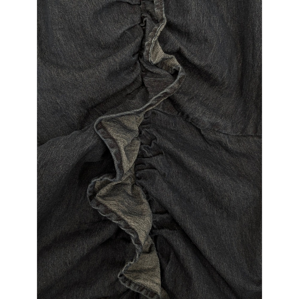 Ashley‎ Stewart Denim Dress Women 20 Blue Ruched Ruffle Stretch - Picture 3 of 7